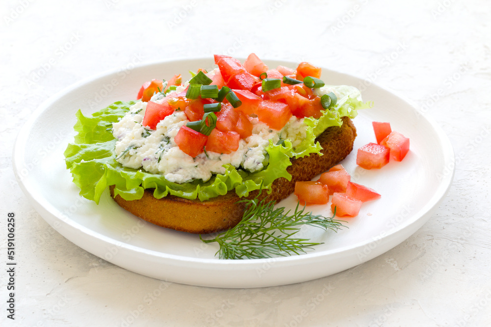 sandwich with tomatoes, green onions, ricotta cheese and fresh lettuce sandwich with tomatoes, green onions, ricotta cheese and fresh lettuce