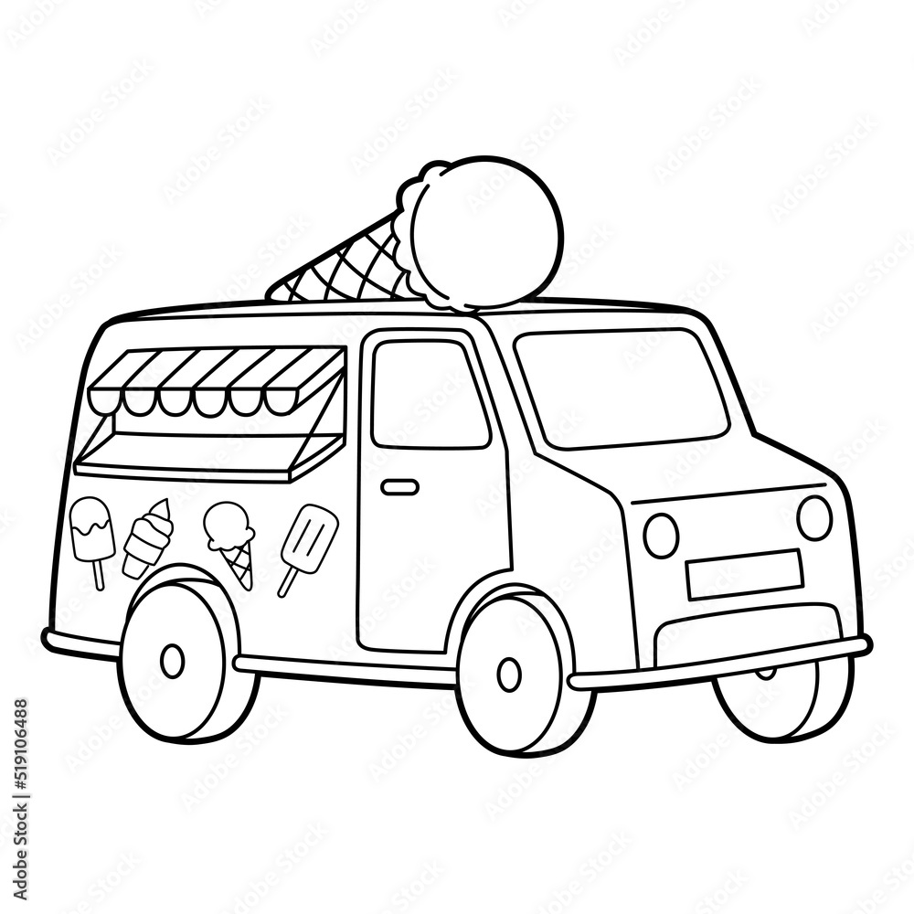 Ice Cream Truck Vehicle Coloring Page for Kids Stock Vector Adobe Stock