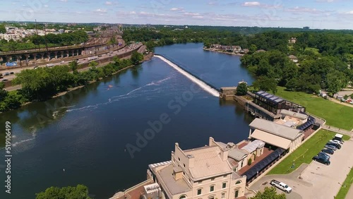 Aerial Shot of Schuylkill River and Fairmount Waterworks photo
