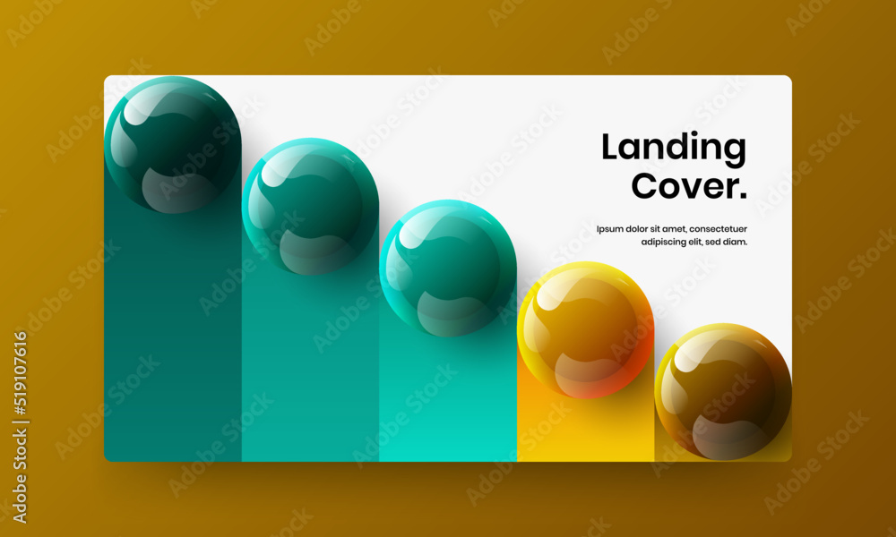 Original realistic balls horizontal cover layout. Clean poster design vector concept.