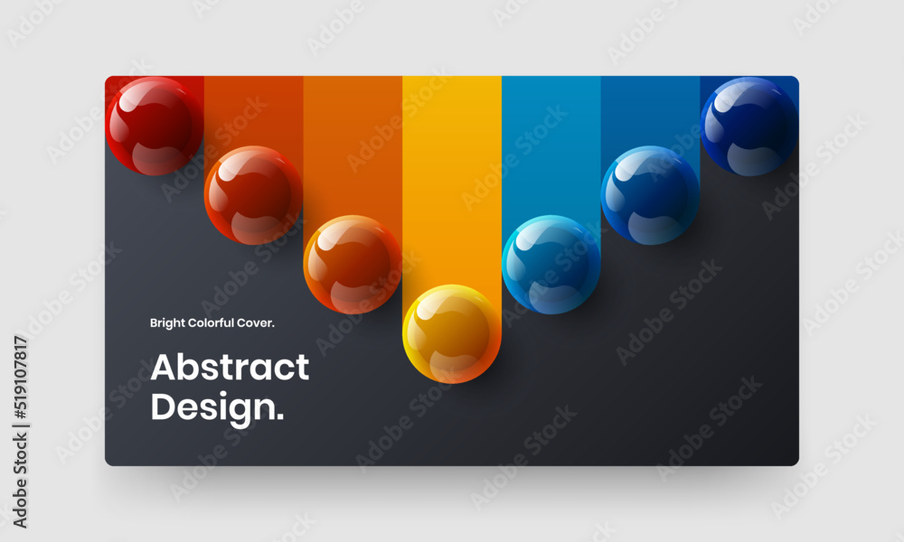 Multicolored realistic balls website illustration. Colorful magazine cover vector design template.