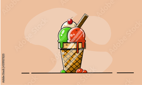 illustration of a delicious and colorful ICE-CREAM.