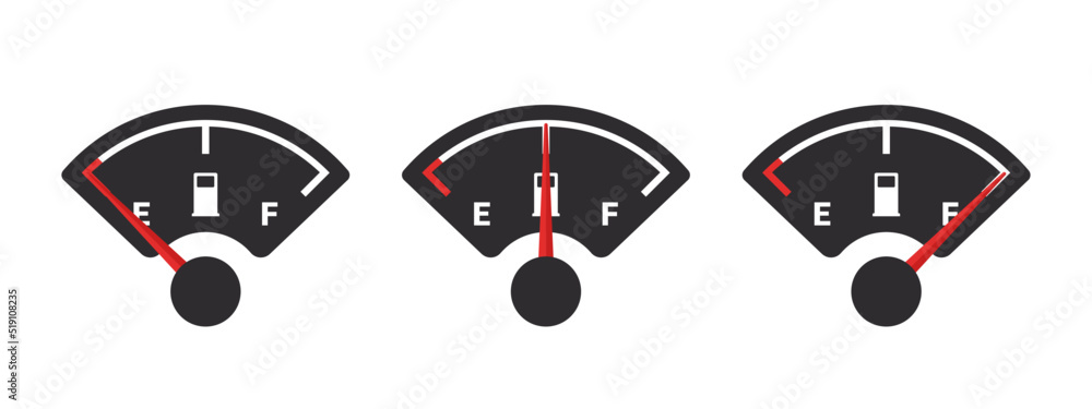 Fuel gauge scale and fuel meter. Gasoline indicator. Fuel indicator concept. Vector illustration - obrazy, fototapety, plakaty 