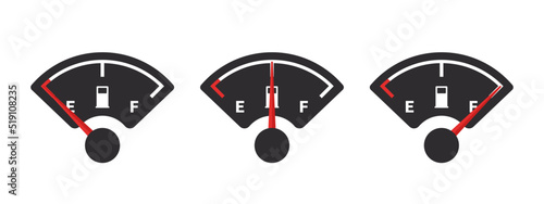 Fuel gauge scale and fuel meter. Gasoline indicator. Fuel indicator concept. Vector illustration