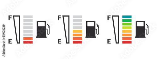 Car fuel gauge icons. Gasoline indicator. Fuel indicator concept. Vector images