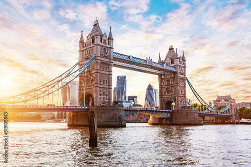 Tower Bridge in London  the UK at sunset.