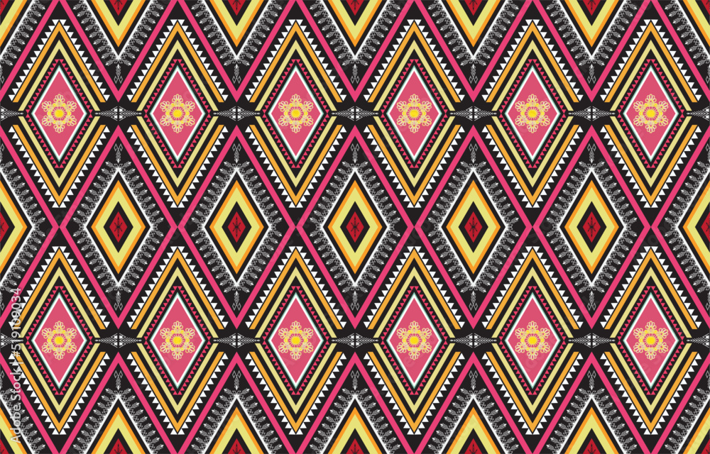 Ethnic boho seamless pattern. Ethno ornament. Tribal art colorful repeatable background. Fabric design, wallpaper, wrapping