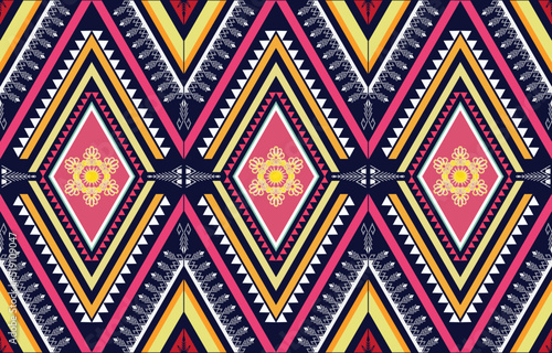 Ethnic boho seamless pattern. Ethno ornament. Tribal art colorful repeatable background. Fabric design  wallpaper  wrapping