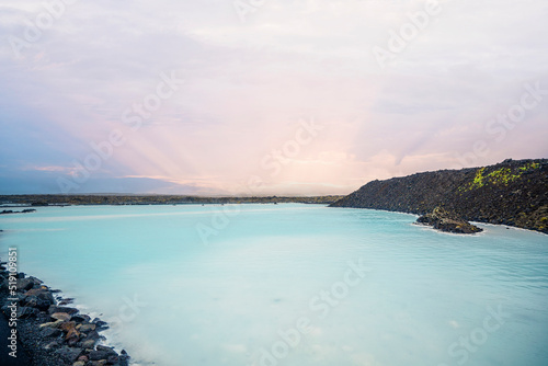 Blue lagoon in the sunset