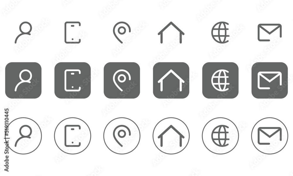 set of contact icons, address, phone. set of contact icons, address, phone.