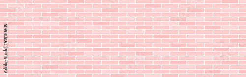 Valokuva Long pink brick wall background. Vector illustration