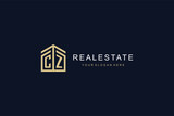 Letter CZ with simple home icon logo design, creative logo design for mortgage real estate