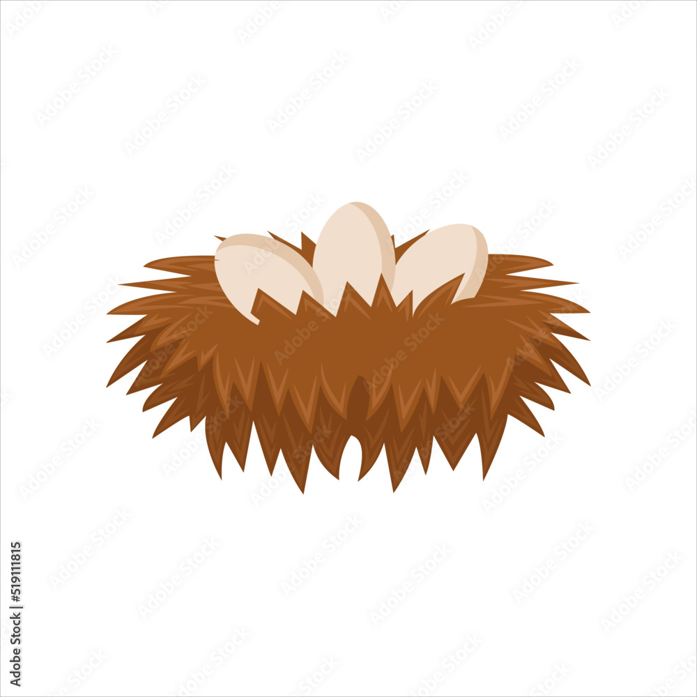 Nest and egg. Place for Chicks. Cartoon flat illustration. element of nature and forests. Wildlife. Bird house