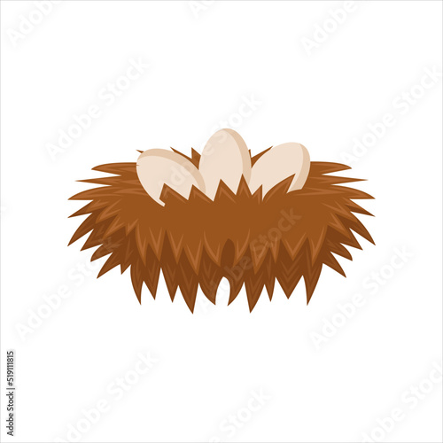 Obraz na płótnie Nest and egg. Place for Chicks. Cartoon flat illustration. element of nature and forests. Wildlife. Bird house w salonie