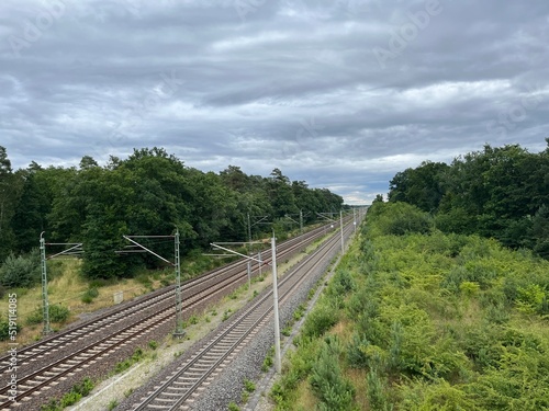 empty railways in the summer landscape