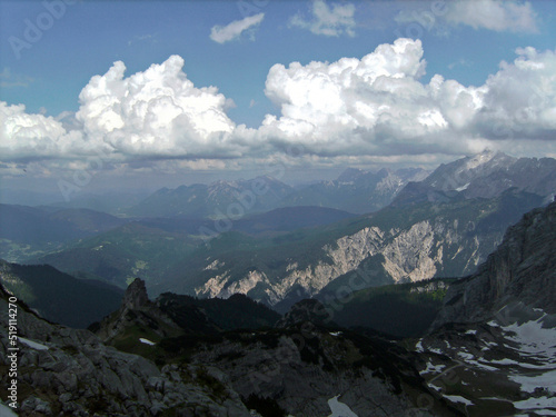 Mountain panorama from Alpspitze via Ferrata in Garmisch-Partenkirchen, Bavaria