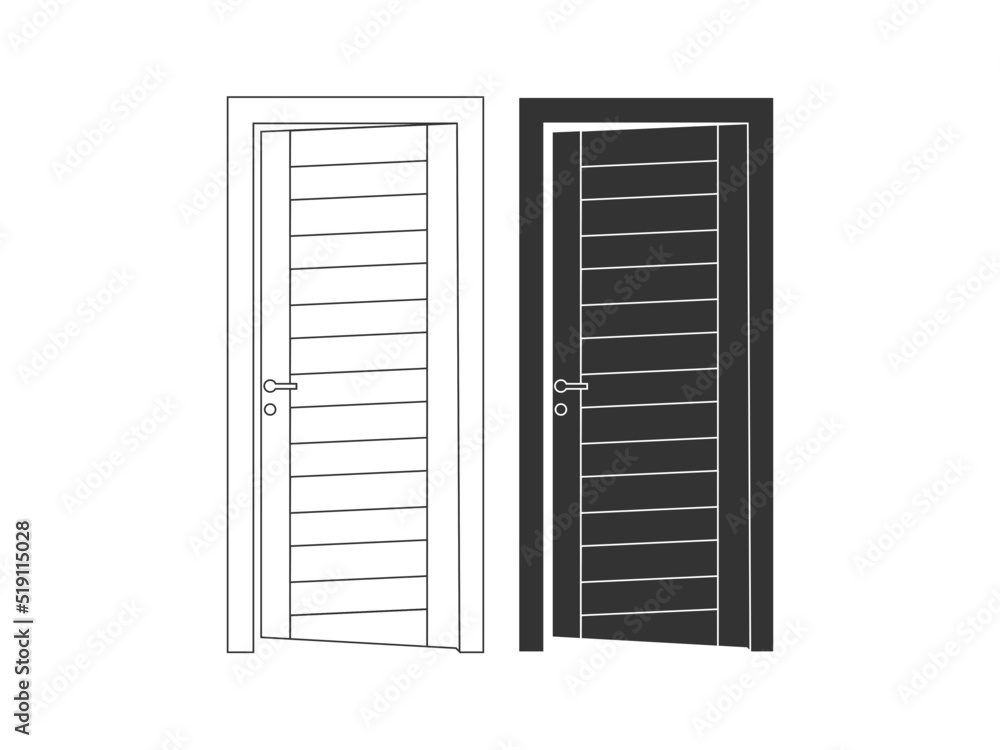 Modern wooden opened and closed door vector in different positions realistic set isolated illustration. Flat Door Vector Collection Pro Vector. House door icon. Simple illustration of house door vect Modern wooden opened and closed door vector in different positions realistic set isolated illustration. Flat Door Vector Collection Pro Vector. House door icon. Simple illustration of house door vect
