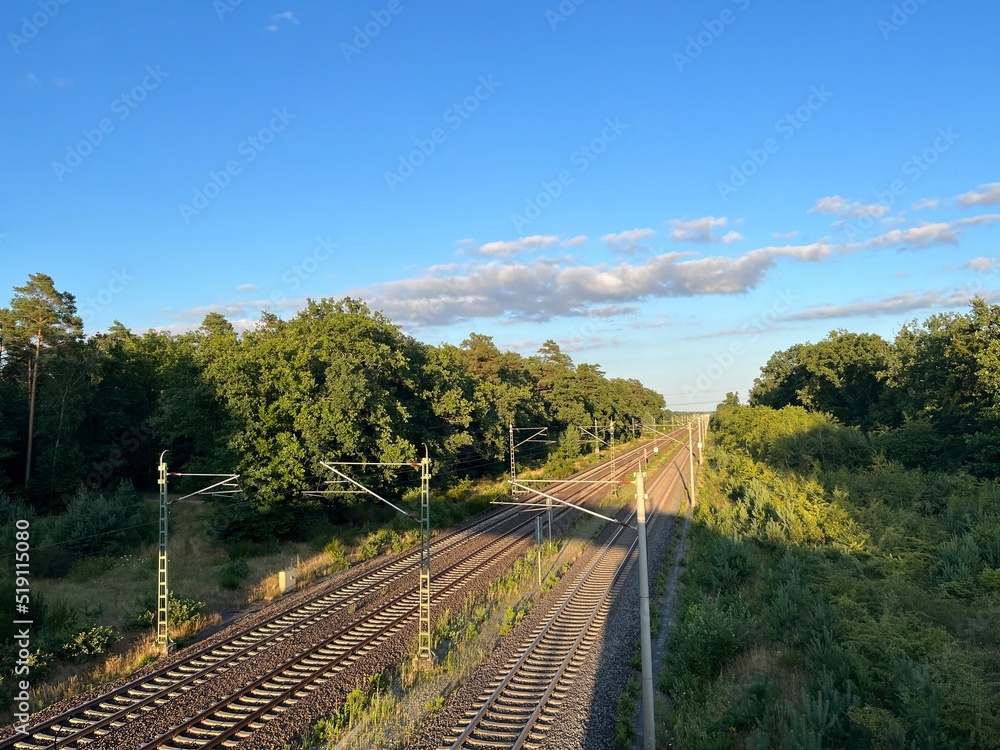 empty railways in the summer landscape