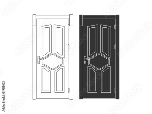 Modern wooden opened and closed door vector in different positions realistic set isolated illustration. Flat Door Vector Collection Pro Vector.  House door icon. Simple illustration of house door vect