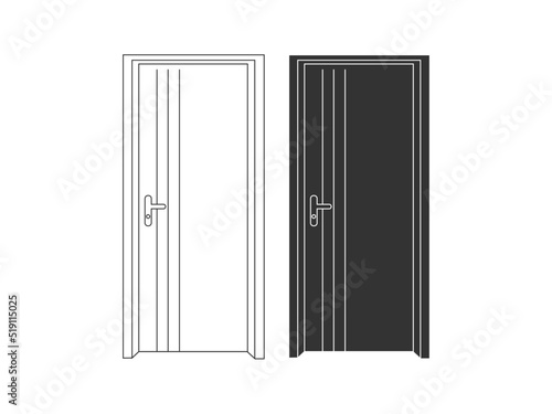 Modern wooden opened and closed door vector in different positions realistic set isolated illustration. Flat Door Vector Collection Pro Vector. House door icon. Simple illustration of house door vect