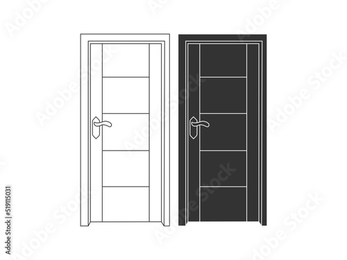 Modern wooden opened and closed door vector in different positions realistic set isolated illustration. Flat Door Vector Collection Pro Vector.  House door icon. Simple illustration of house door vect