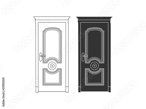 Modern wooden opened and closed door vector in different positions realistic set isolated illustration. Flat Door Vector Collection Pro Vector.  House door icon. Simple illustration of house door vect