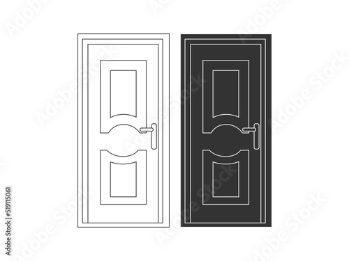Modern wooden opened and closed door vector in different positions realistic set isolated illustration. Flat Door Vector Collection Pro Vector.  House door icon. Simple illustration of house door vect