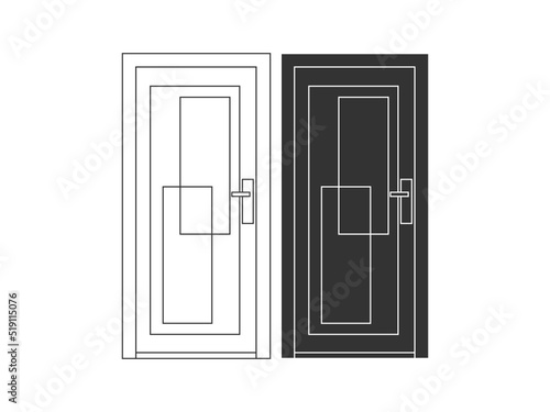 Fototapeta Naklejka Na Ścianę i Meble -  Modern wooden opened and closed door vector in different positions realistic set isolated illustration. Flat Door Vector Collection Pro Vector.  House door icon. Simple illustration of house door vect