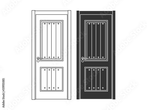 Modern wooden opened and closed door vector in different positions realistic set isolated illustration. Flat Door Vector Collection Pro Vector.  House door icon. Simple illustration of house door vect