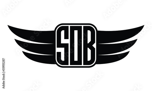 SOB three Letter wing minimalist creative concept icon eagle symbol professional logo design, Vector template