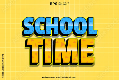 school time 3d editable text effect template