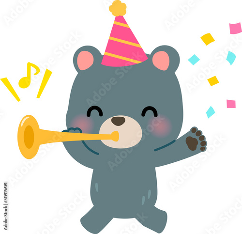 お祭り騒ぎをするクマのキャラクター