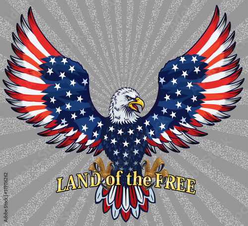American Redoubtable  Eagle with USA flags