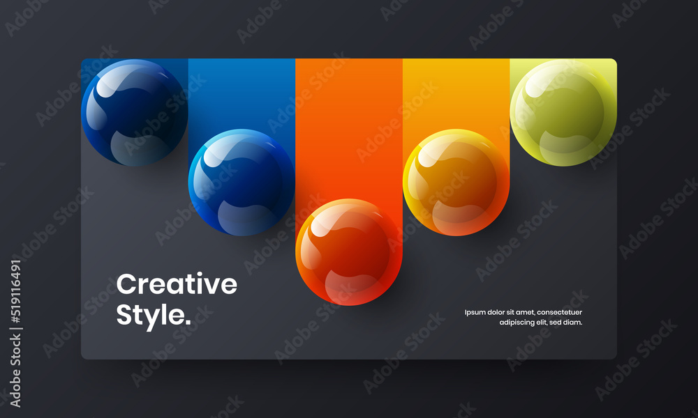 Vivid leaflet vector design layout. Creative 3D spheres corporate identity illustration.
