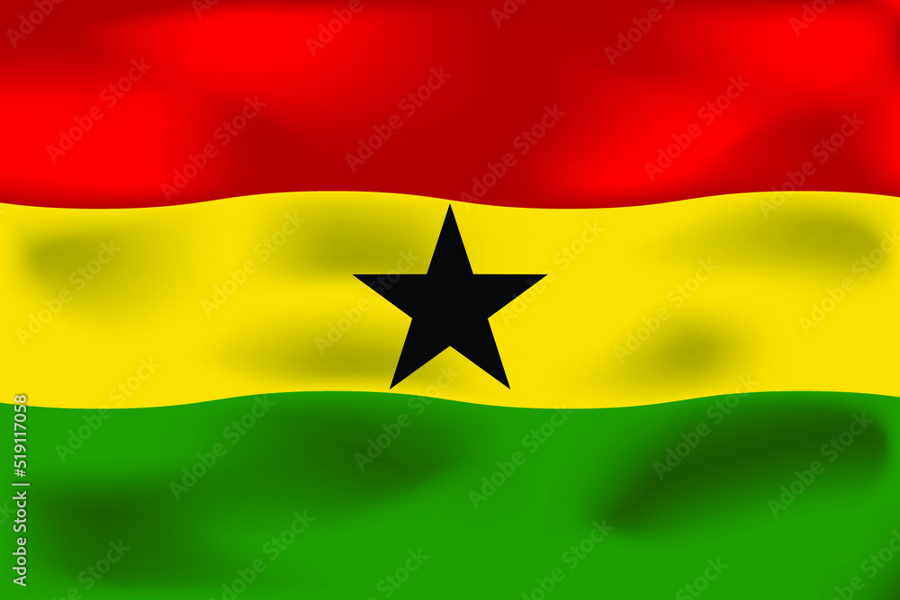 National flag of Ghana. Red, yellow and green colors National flag of Ghana. Red, yellow and green colors