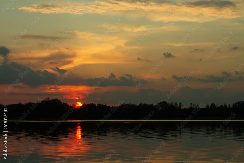 sunset over the Narew river