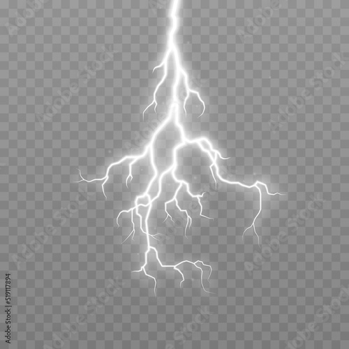 Vector lightning, lightning png, thunderstorm, lighting, flash. Natural phenomenon, light effect. PNG.