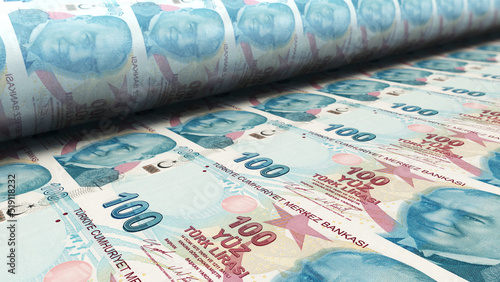 Türkische 100 Lira Scheine werden gedruckt