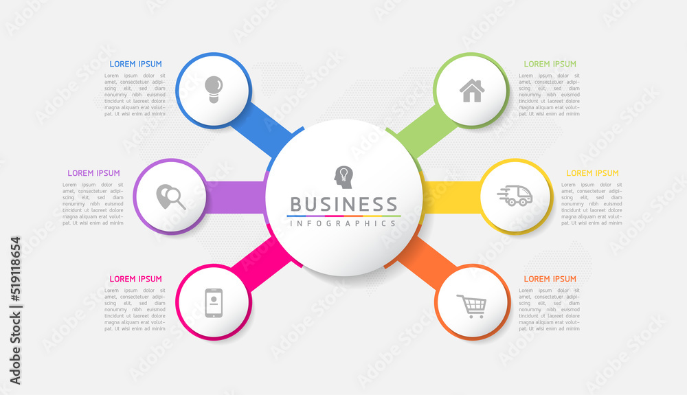 Obraz premium Circular Connection Steps Infographic Template with 6 Element