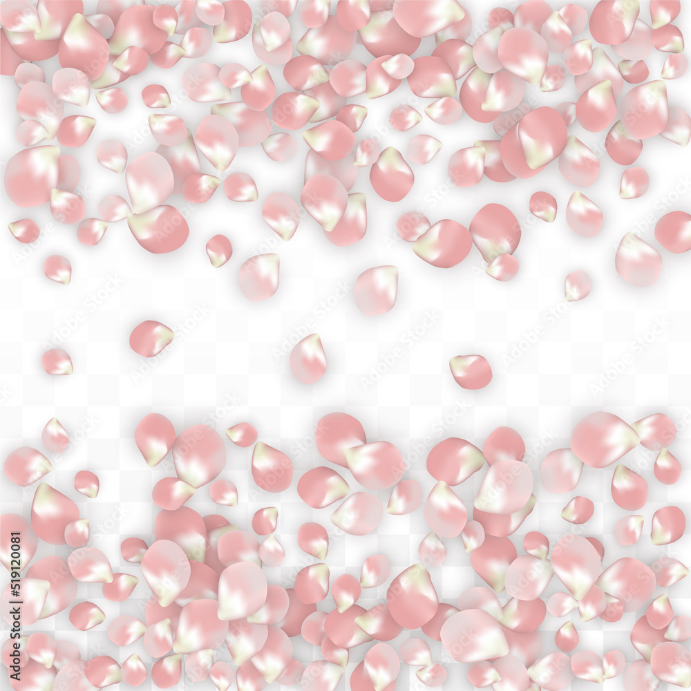 Pink Vector Realistic Petals Falling on Transparent Background. Spring Romantic Flowers Illustration. Flying Petals. Sakura Spa Design. Blossom Confetti. Design Elements for Wedding Decoration. Pink Vector Realistic Petals Falling on Transparent Background. Spring Romantic Flowers Illustration. Flying Petals. Sakura Spa Design. Blossom Confetti. Design Elements for Wedding Decoration.