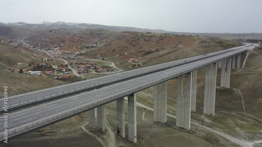 Aerial view of bridge in Ankara,Turkey.When the traffic is flowing.4K UHD AERIAL VIDEO. Aerial view of bridge in Ankara,Turkey.When the traffic is flowing.4K UHD AERIAL VIDEO.