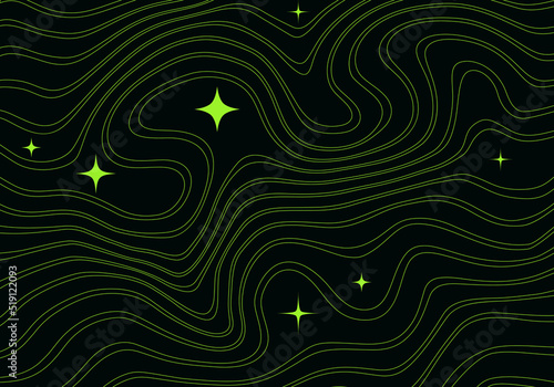 Abstract Funky Metaverse Background. Vector Dark Y2k Illustration with Stars and Lines
