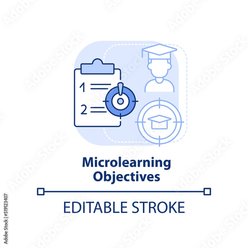 Microlearning objectives light blue concept icon. Micro learning module abstract idea thin line illustration. Isolated outline drawing. Editable stroke. Arial, Myriad Pro-Bold fonts used