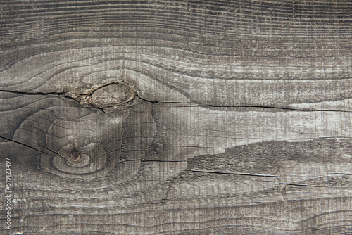 Wooden texture with knot. Close-up board, gray background with copy space