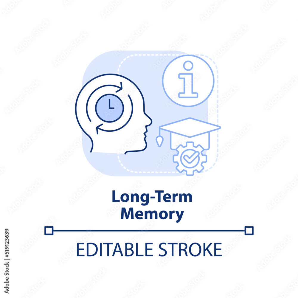 Longterm memory light blue concept icon. Knowledge retention abstract
