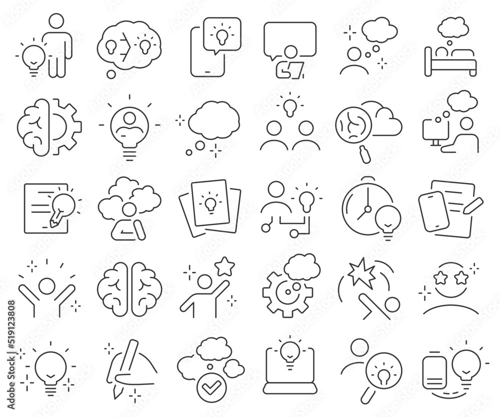 Inspiration line icons collection. Thin outline icons pack. Vector illustration eps10