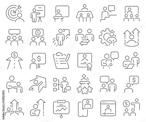Business training line icons collection. Thin outline icons pack. Vector illustration eps10