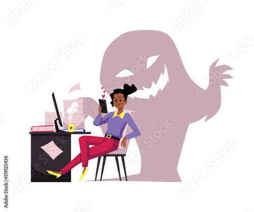 Deadline violation and procrastination with inefficient worker, vector isolated.