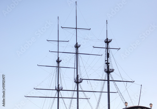 Ship's mast against the blue sky