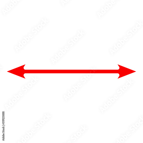 Long red double arrow, pointer. Vector illustration.